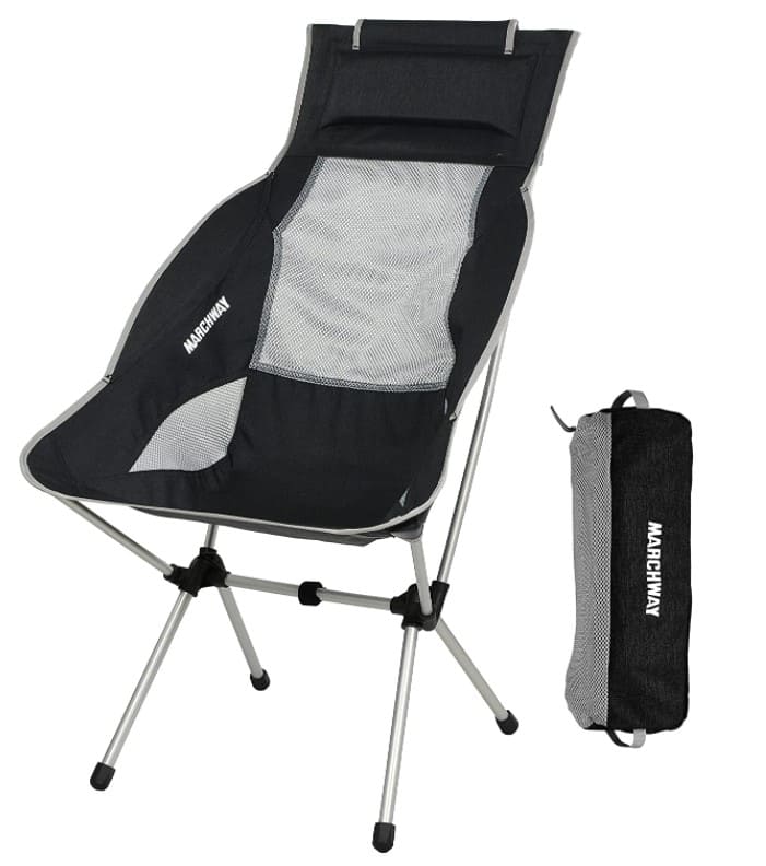 MARCHWAY Lightweight Folding High Back Camping Chair