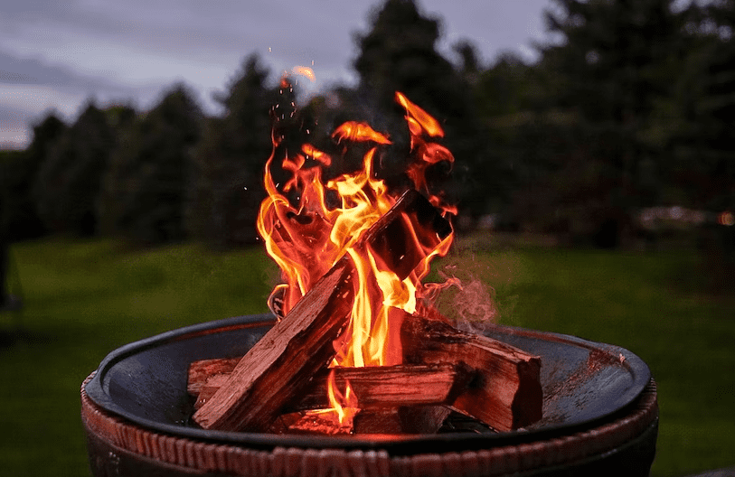 Smokeless campfire in nature